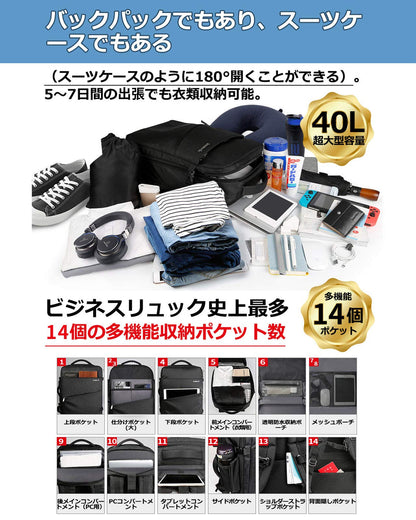 Inateck 40L Travel Backpack, Business Backpack, Large Capacity, 3-Way B- image 6