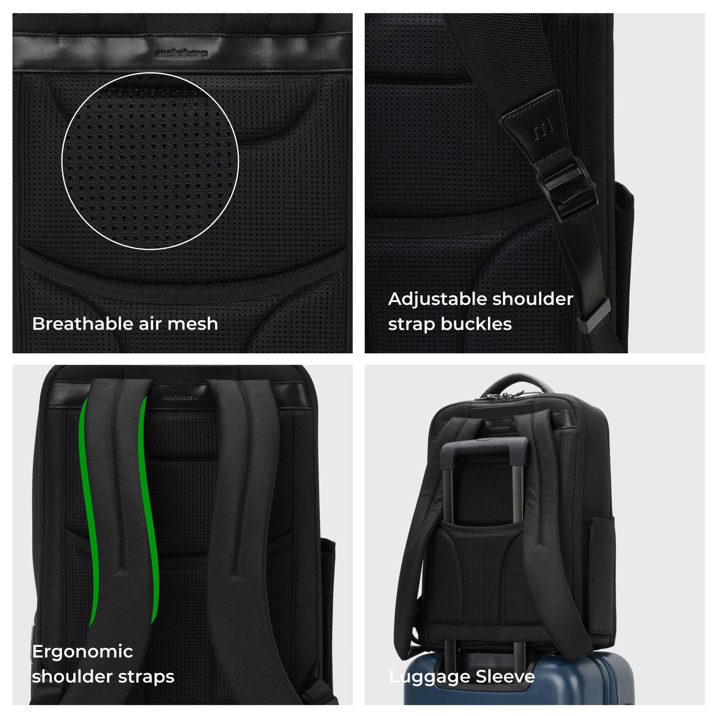MOKOBARA The Work Backpack | Fits 16 Inch Laptop, 19L Capacity, USB Charging Port, Water-Resistant Vegan Leather & Nylon | Black,Money Moves 2.0