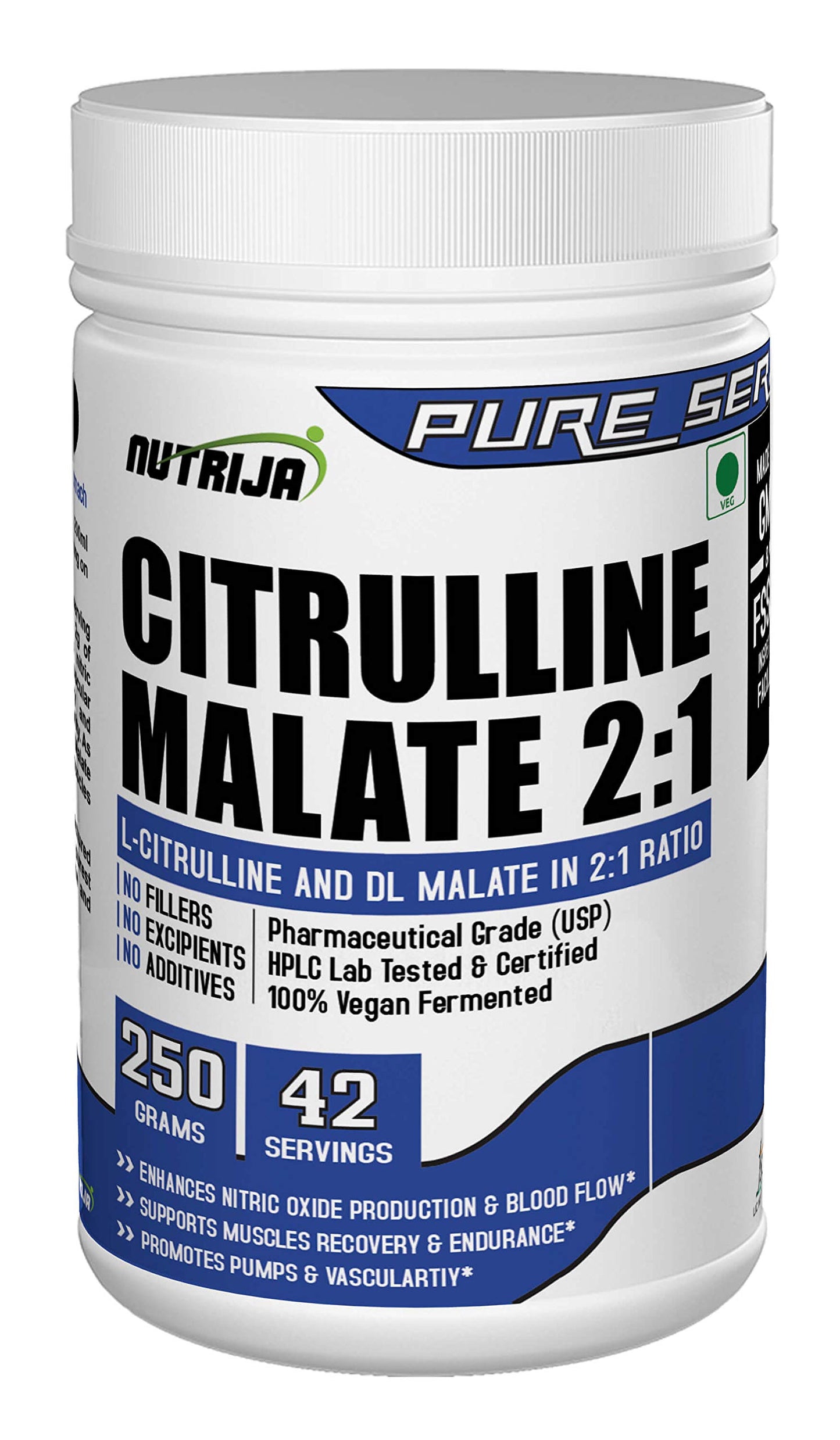 NutriJa CITRULLINE MALATE- 250 Grams (Tangy Orange)