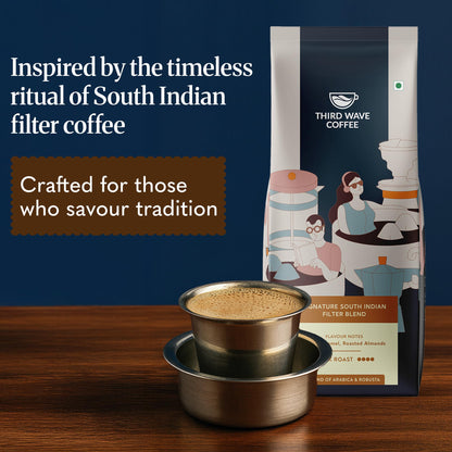 THIRD WAVE COFFEE | Signature South Indian Filter | Dark Roast | Moka Pot | Fine Grind | 250 grams | Pouch