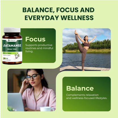 VitaWin Jatamansi Capsules 500mg – Natural Plant-Based Formula, 60 Vegetarian Capsules
