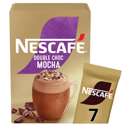 NESCAFÉ Mocha Double Chocolate Instant Coffee 7 Sachets, 100percent Responsibly Sourced Coffee Pack of 1 by febora foods