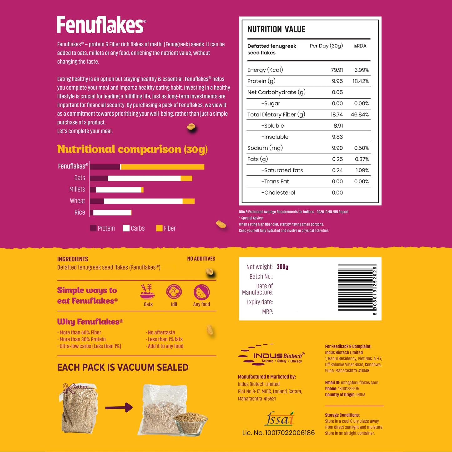 Fenuflakes 300g Fiber supplement | Bloating,acidity,&constipation relie- image 5
