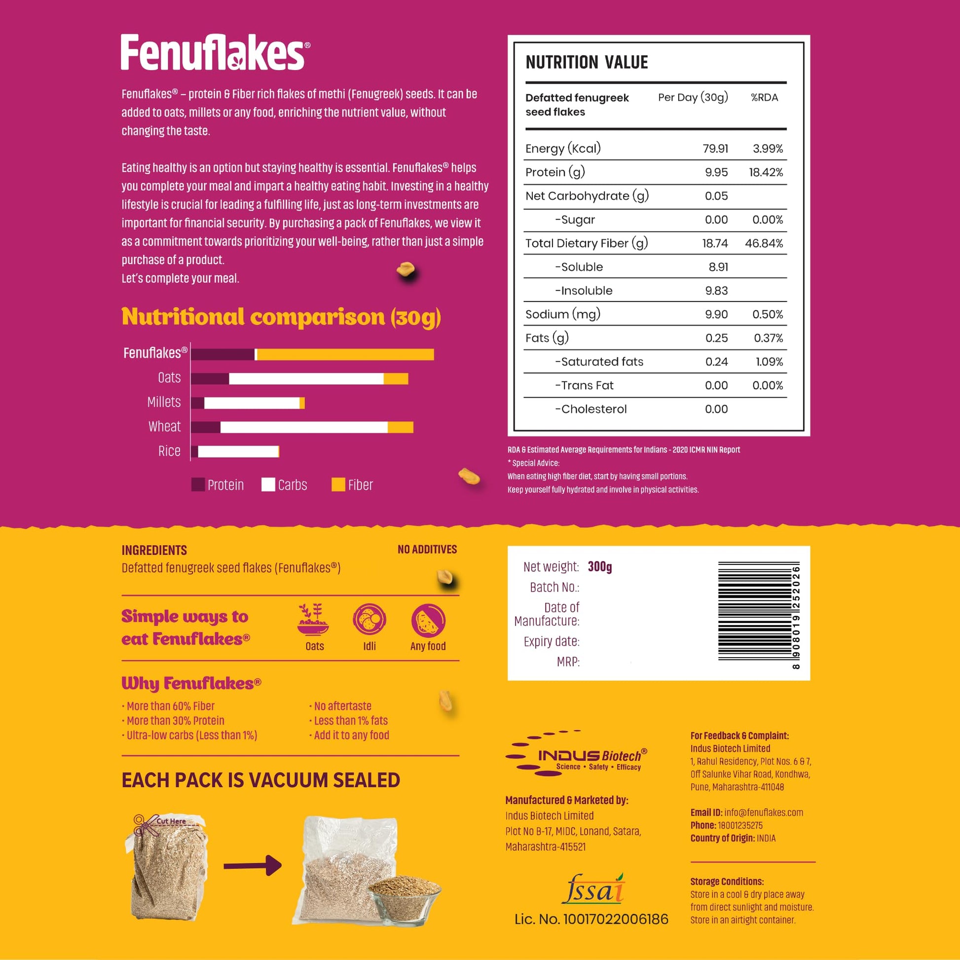 Fenuflakes 300g Fiber supplement | Bloating,acidity,&constipation relie- image 5
