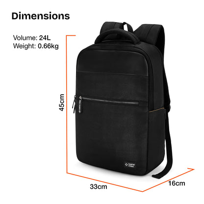 Nasher Miles Traverse Corporate Backpack | Premium Polyester & PU Laptop Backpack 24L | Ideal for Office, College, School & Travel | Men, Women, Boys, Girls (Black)
