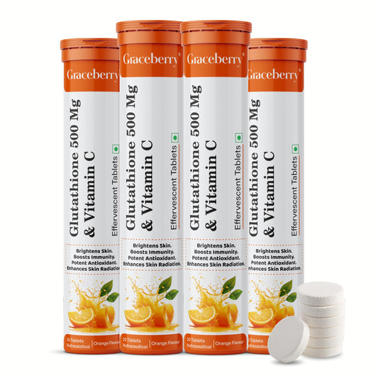 Graceberry Glutathione Tablets for Glowing Skin | 80 Effervescent Tablets with L