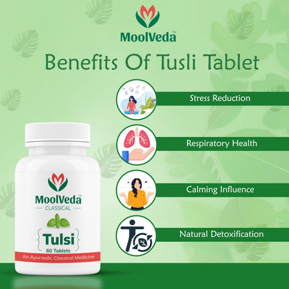 Moolveda Tulsi Tablets | Use For Natural Immunity Booster | Pure Herbs for Respiratory Wellness | 60 Veg Tabltes
