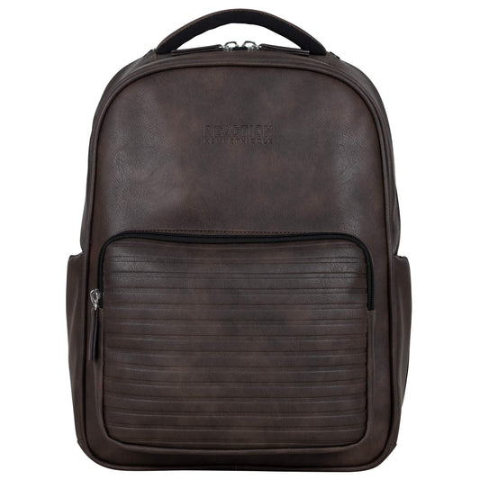 KENNETH COLE Reaction On Track Pack Vegan Leather 15.6” Double Compartment Laptop Backpack With RFID