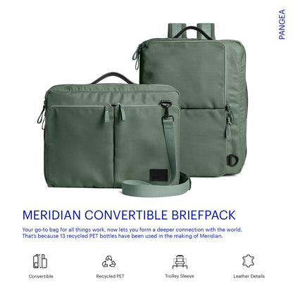DailyObjects PET Kelp Meridian Convertible Briefpack (Backpack + Briefcase) (16L)| 100% Recycled | Fits any Laptop Upto 16 Inch | Lightweight Shoulder Backpack | Multiutility Bag with Trolley Sleeve