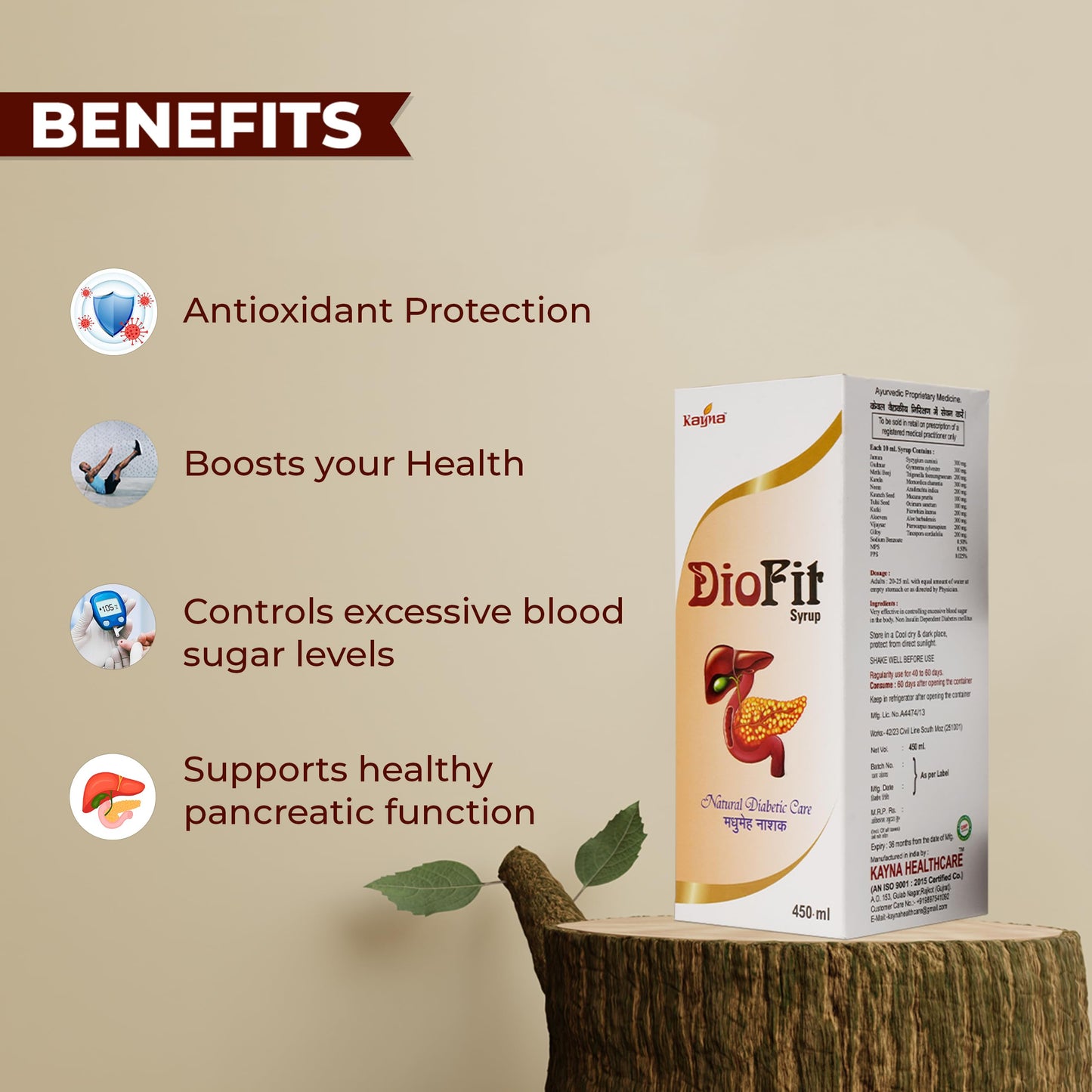 KAYNA HEALTHCARE Maintain Healthy Glucose Levels Naturally with Diabetes Care Syrup - Ayurvedic Syrup | 450ml