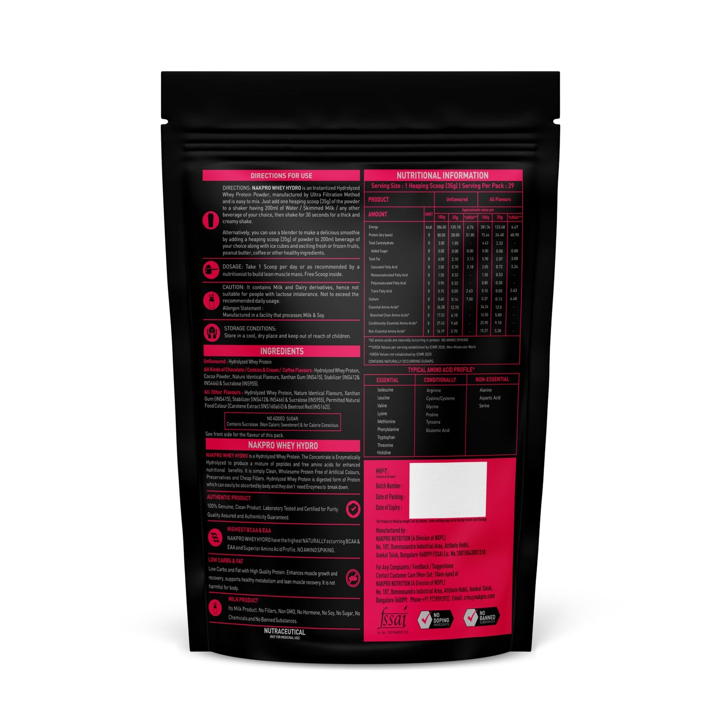 Nakpro HYDRO Whey Protein Hydrolyzed | 25.4g Protein, 5.8g BCAA | 1Kg M- image 8