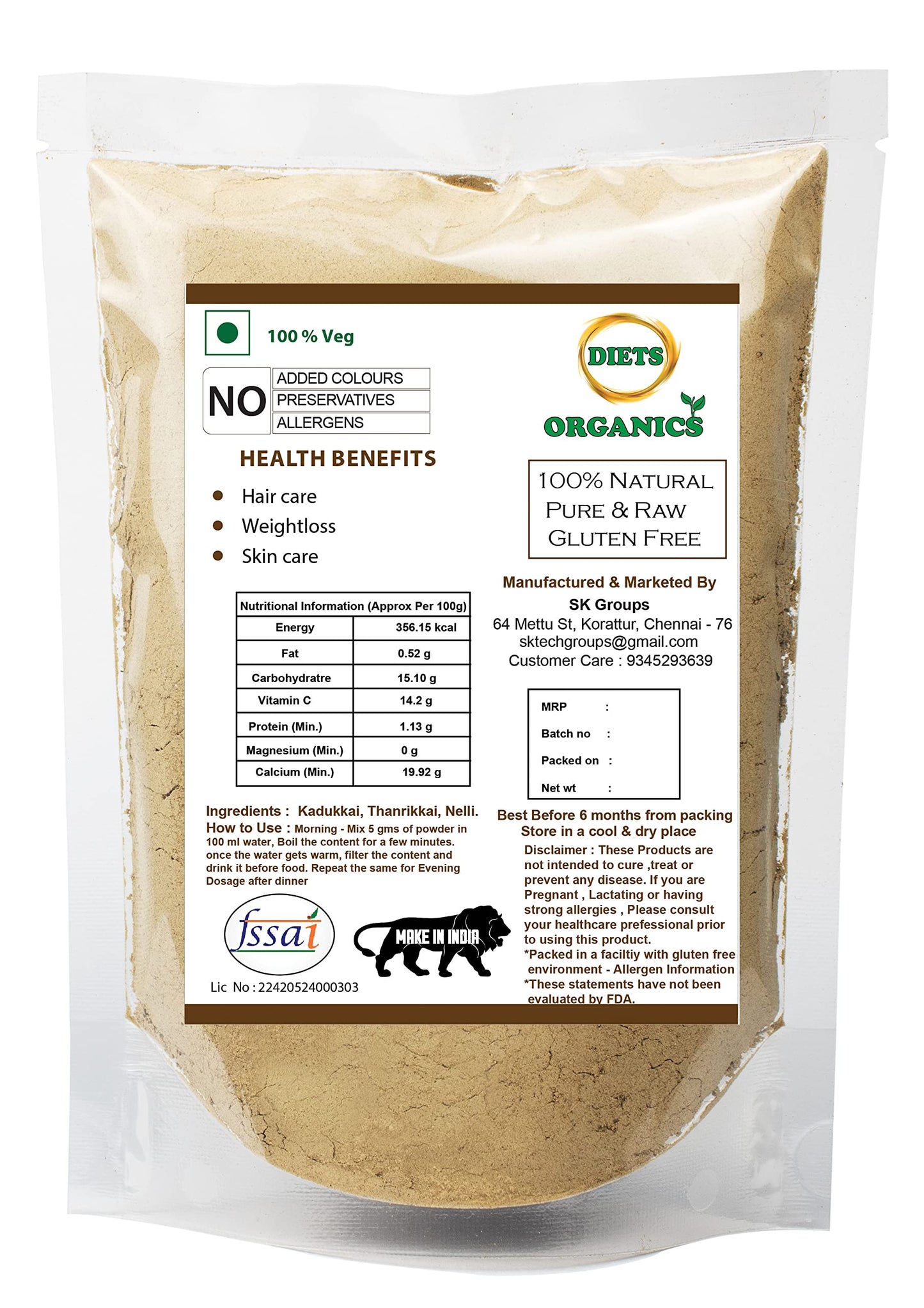 Diets Organics Triphala powder -25Gms pack of 1- image 3