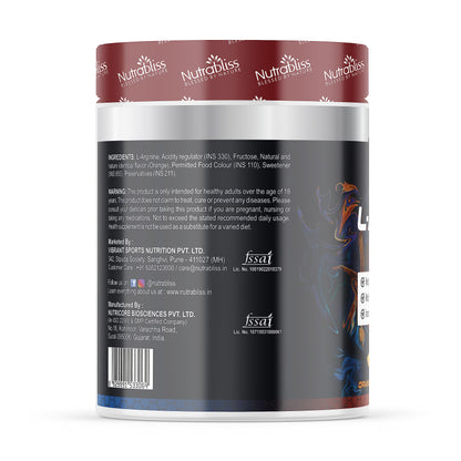 Nutrabliss L-Arginine 5000mg | Boost Nitric Oxide Levels, Enhance Muscle Recovery, Support Blood Circulation & Maintain Muscle Tissue, Amino Acid Supplement for Energy | 250 Gm Orange Flavor