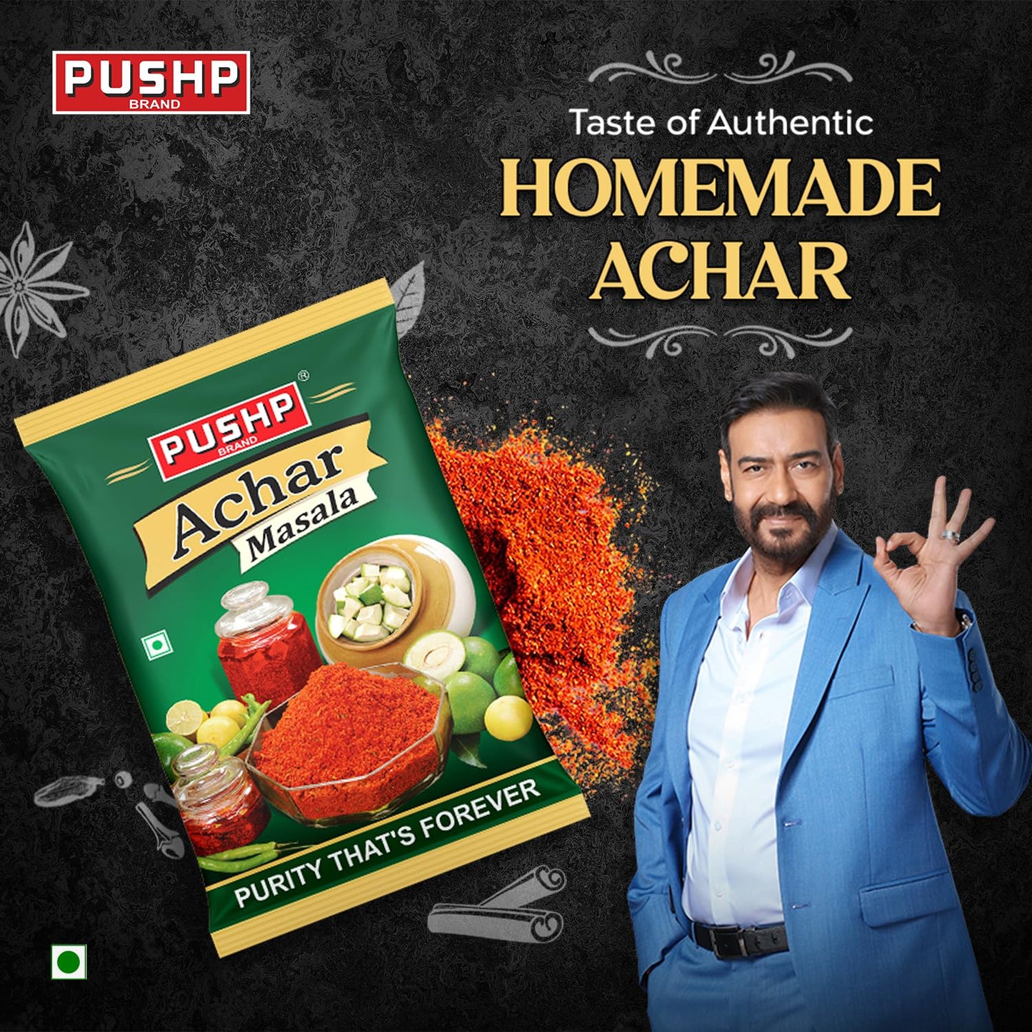 Pushp Brand Achar Masala | 200 G | Premium Blend of Traditional Spices | Ready-to-Use Pickle Mix | Authentic Homemade Pickle Masala | No Added Preservatives