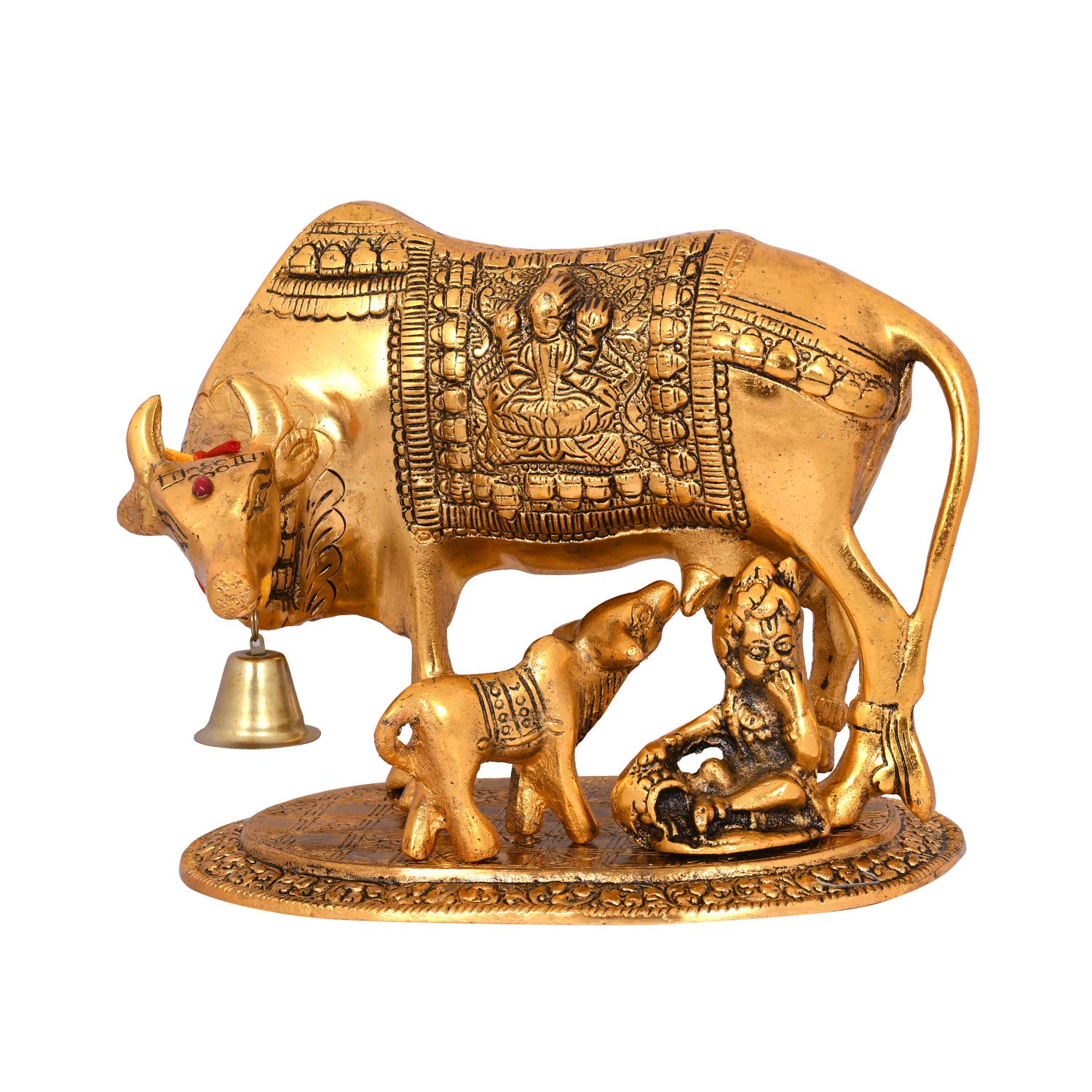 Collectible India Metal Kamdhenu Cow with Calf Showpiece, 7.5 x 7 x 5.5- image 5