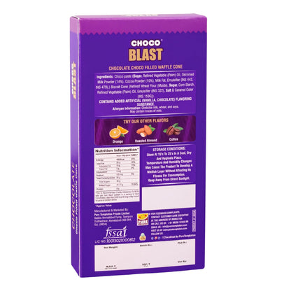 Pure Temptation Chocoblast Chocolate Filled Waffle Cones | Chocolate Gift Pack | Crunchy Chocolate Snack | Individually Wrapped Bites | Premium Chocolate Box for Kids & Adults (8, Chocolate)