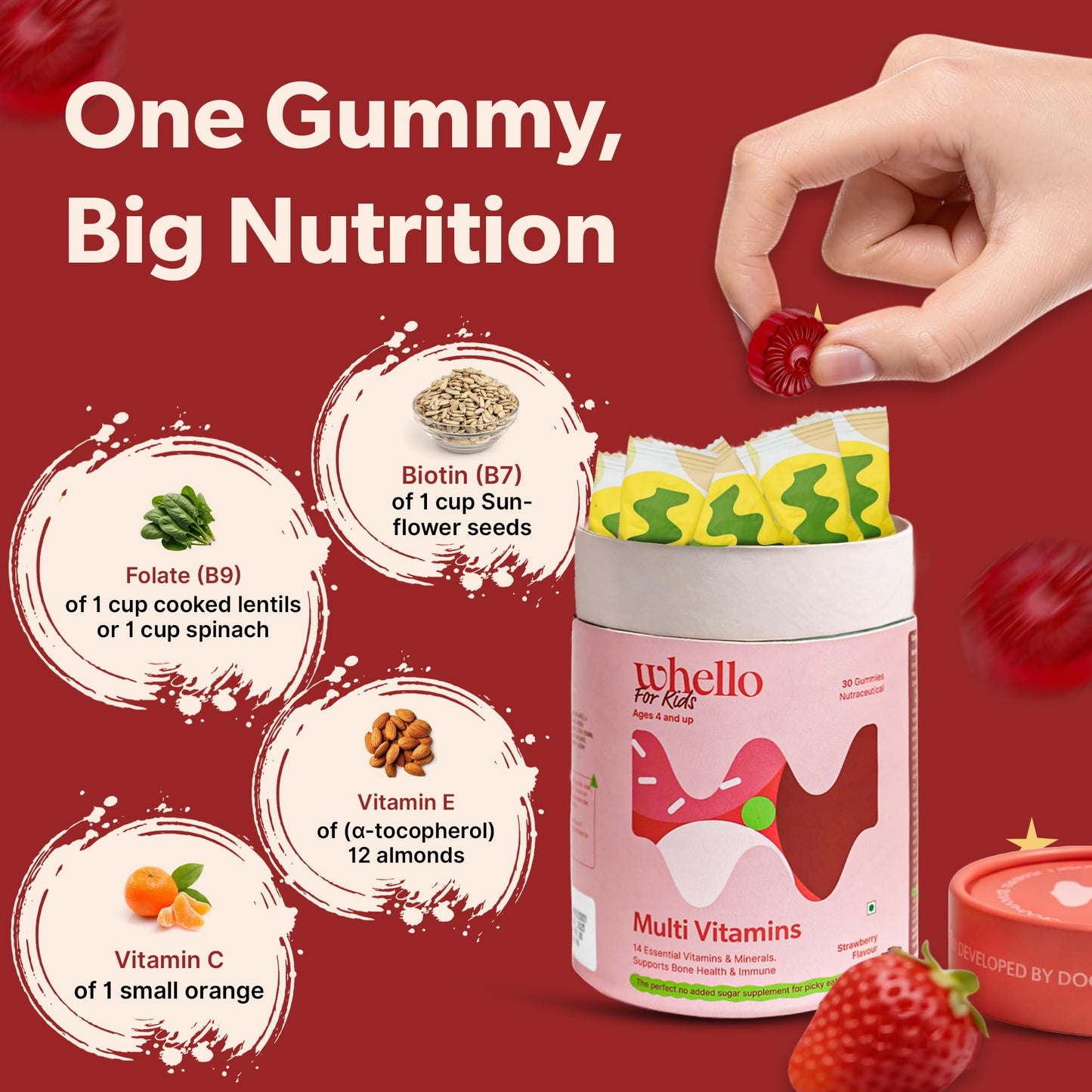 WHELLO Kids Nutrition Gummy Combo – Probiotic, Multivitamin & Omega-3 Gummies for Kids | Supports Immunity, Gut Health & Brain | Vegan, Tooth-Friendly | 90 Gummies
