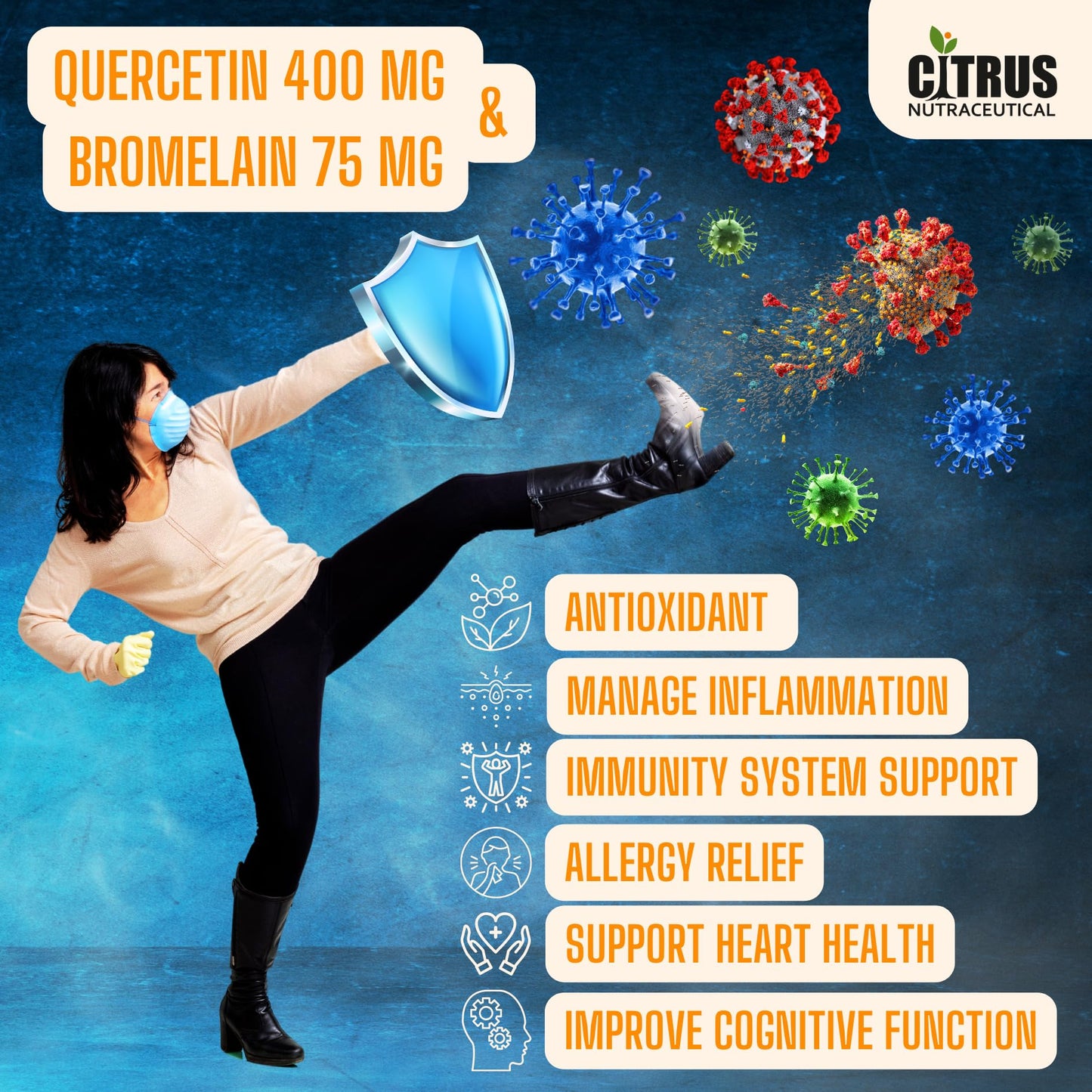 CITRUS NUTRACEUTICAL Quercetin 400mg with Bromelain 75mg Capsules