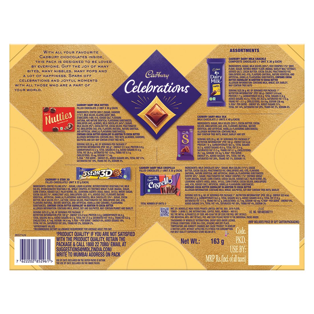 Cadbury Celebrations Premium Selections Chocolate Gift Pack, 163 g