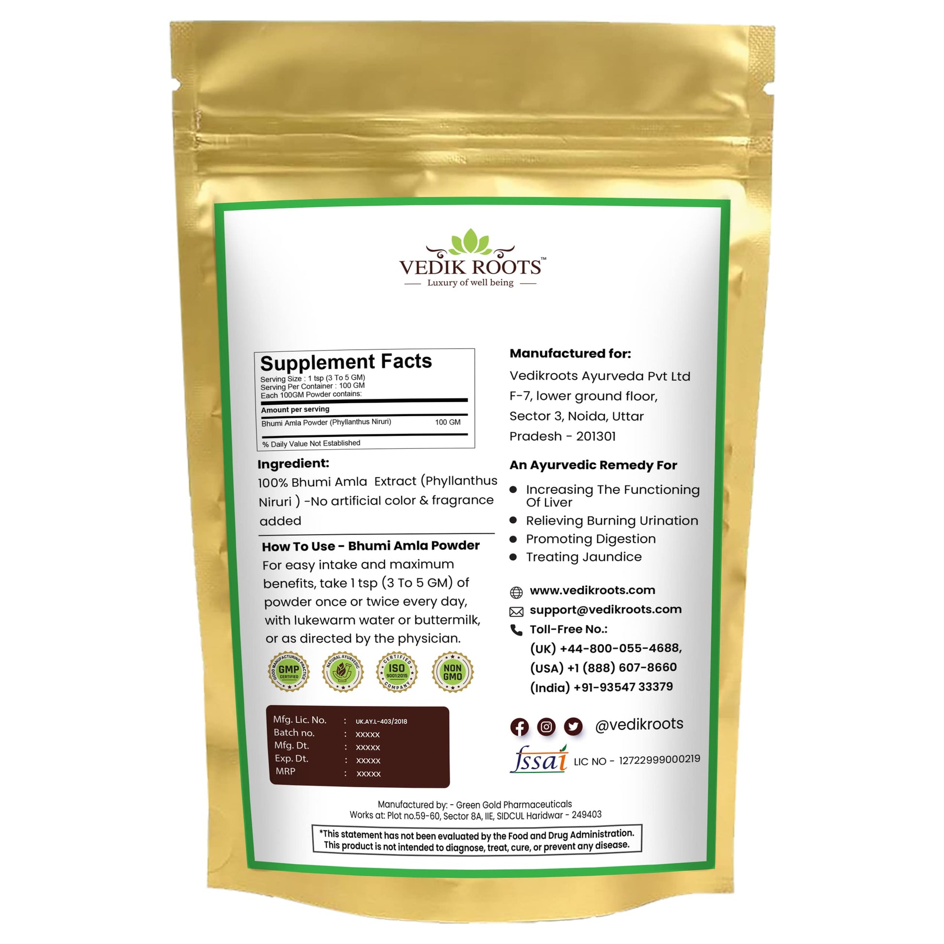 Vedikroots Bhumi Amla Powder/Churn - Organic And Pure Ingredient Extrac- image 6