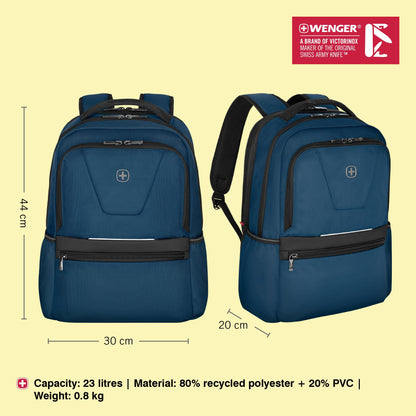 WENGER XE Resist, 16-inch Laptop Backpack (23 liters), 44 cm, Recycled Polyester PVC, Ocean Blue, 612738, Tablet Pocket | Swiss Designed - A Brand of Victorinox