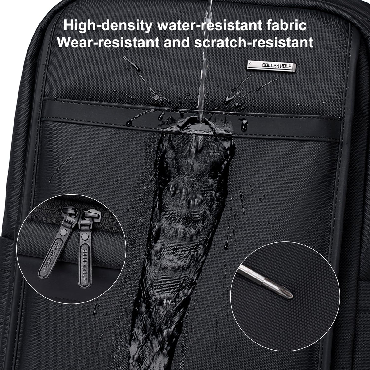 GOLDEN WOLF 25L-30L Expandable Backpack for Men for Office Travel, Black