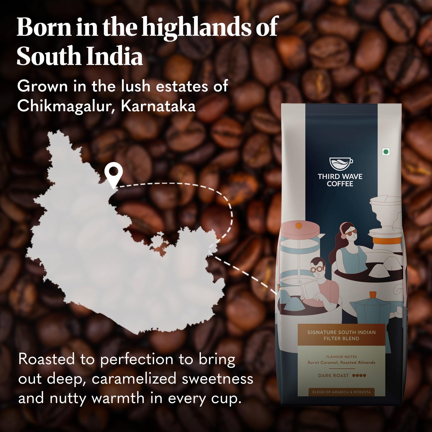 THIRD WAVE COFFEE | Signature South Indian Filter | Dark Roast | Moka Pot | Fine Grind | 250 grams | Pouch