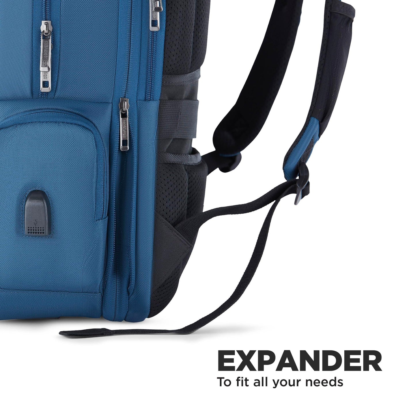 American Tourister Segno Expandable Laptop Backpack Navy |17" Laptop compatible,Lockable Pullers, Rain Cover, Smart Sleeve, Fleece Pocket, Tractum Suspension and Internal Organiser for Men and Women