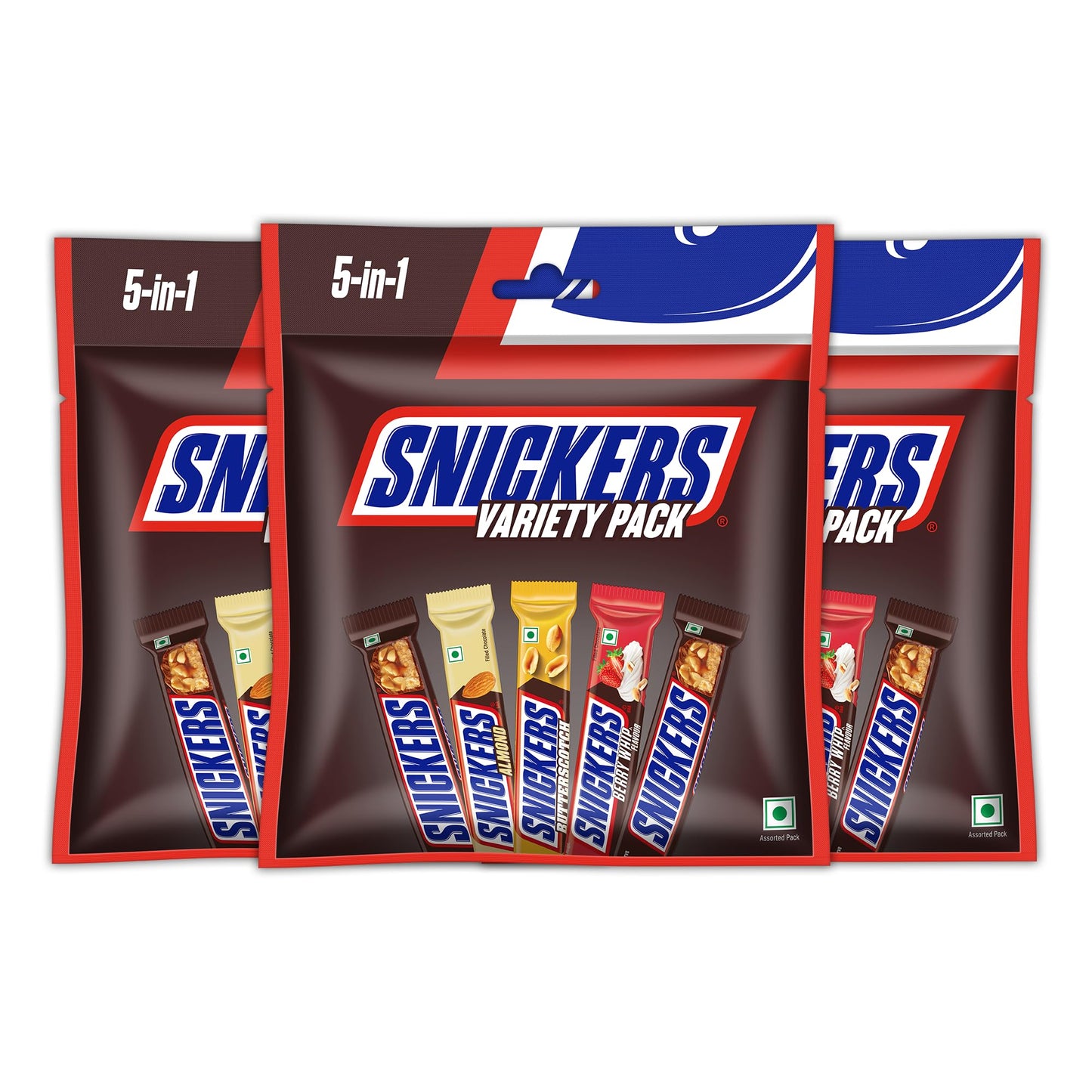 Snickers Variety Pack | Assorted Bars | Peanut, Almond, Butterscotch & Berry Whip | Pack of 3 | 110g