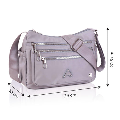 NFI essentials Crossbody Bag for Women, Multi-Layer Stylish Sling Bag for Girls, Nylon Shoulder Bag Purse for Ladies, Multi Pocket Travel Massenger Bag for Woman Latest (Pink)