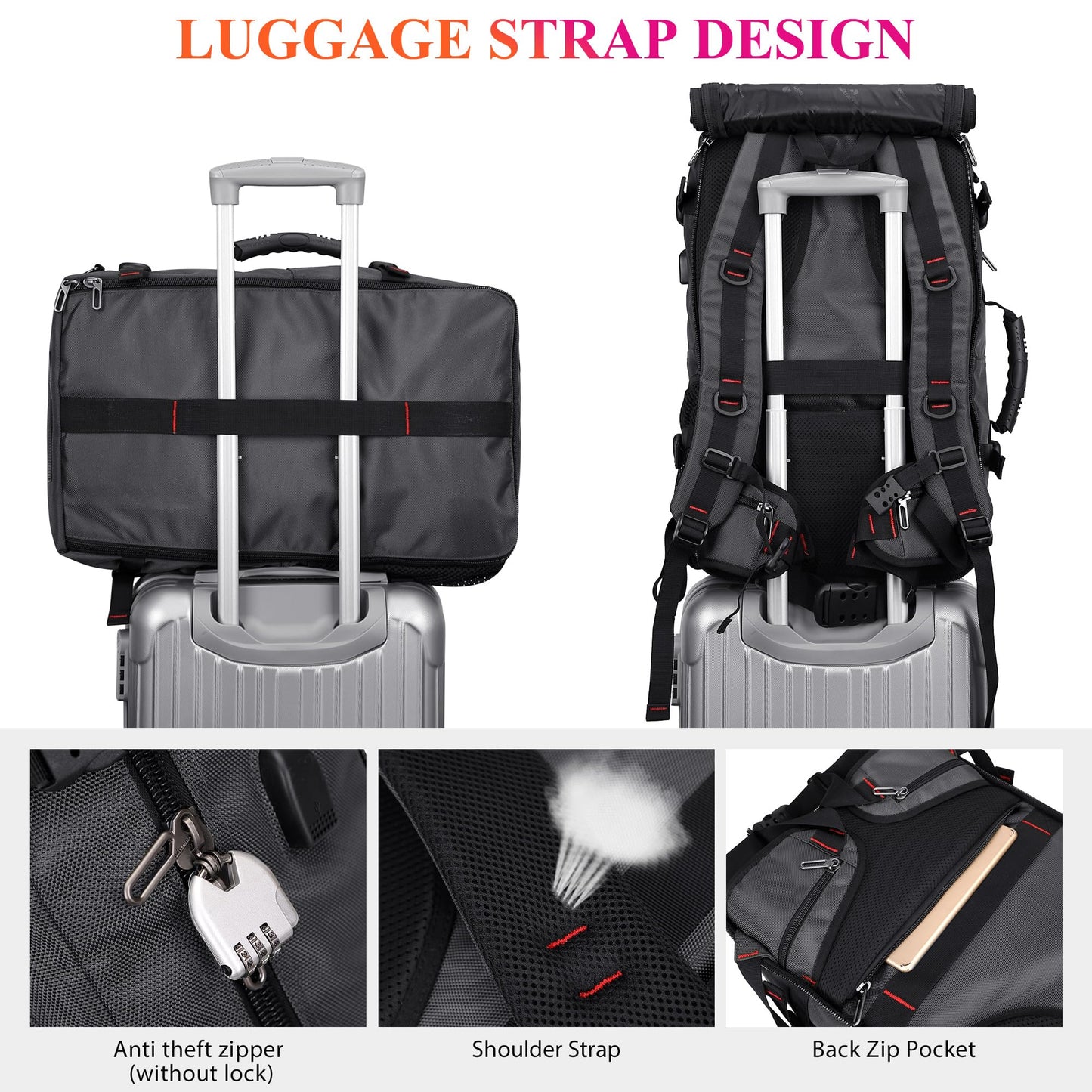 WITZMAN Carry on Travel Backpack for Men Airline Approved Convertible N- image 3