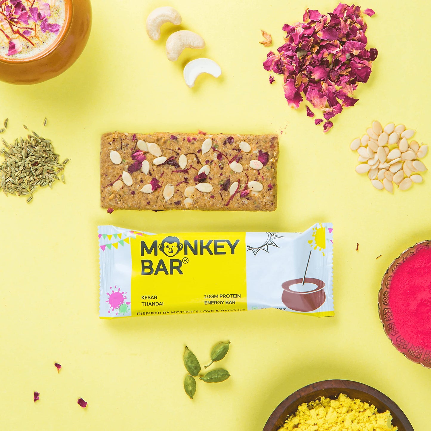 MONKEY BAR - Kesar Thandai Protein Bars - 8 Bars, 50g each, 13g Protein- image 6
