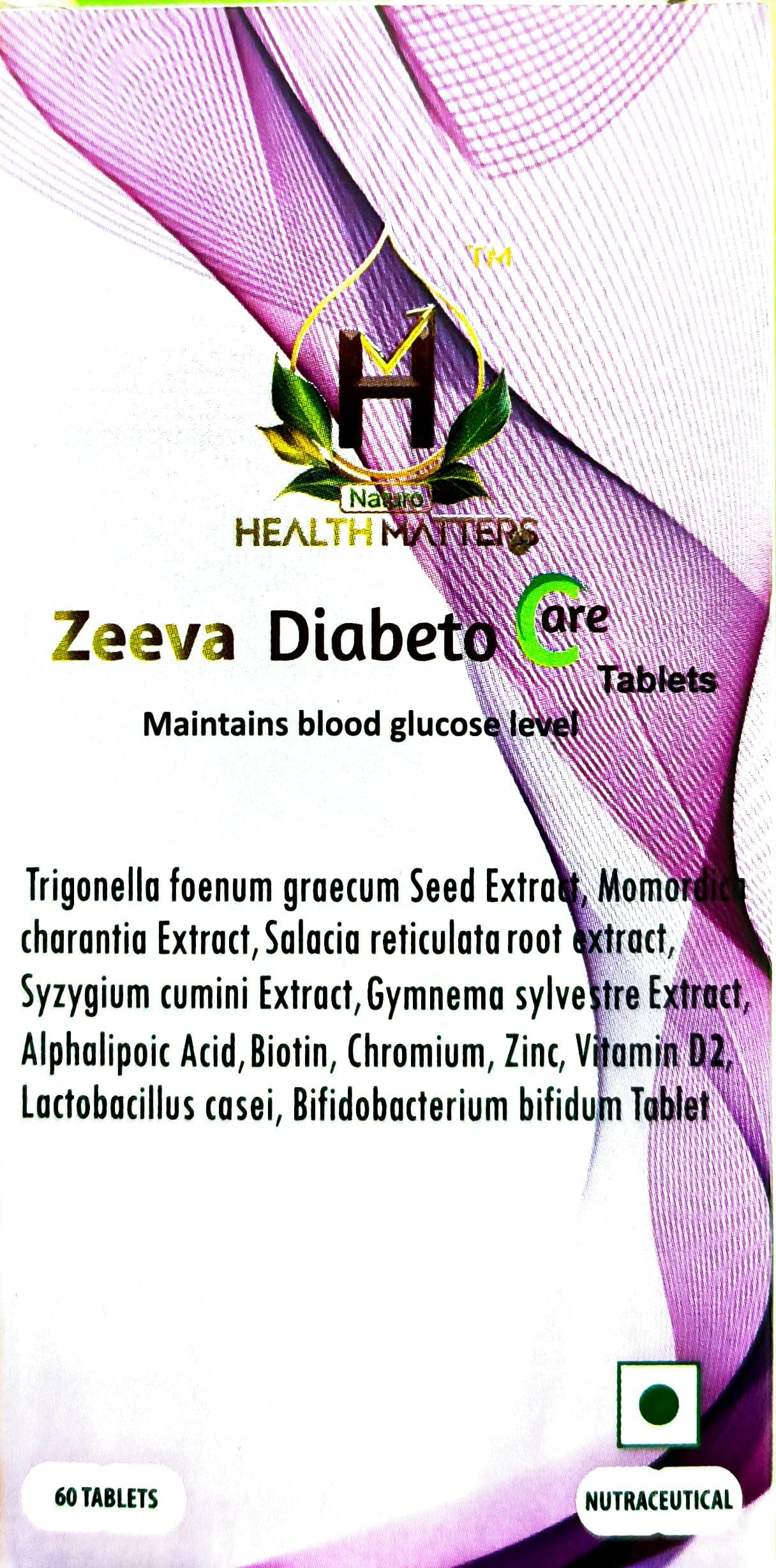 Zeeva Diabeto Care | Maintain Blood Glucose Level | (Pack of 60 Tabs) | Zeeva