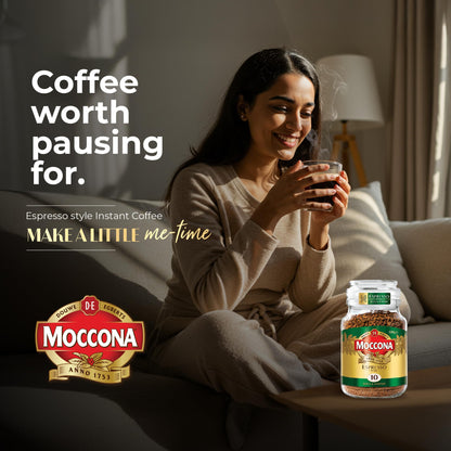 Moccona Espresso Instant Coffee 100g | Imported Coffee | Premium Arabica & Robusta Blend | Freeze-Dried | Bold & Strong Flavor