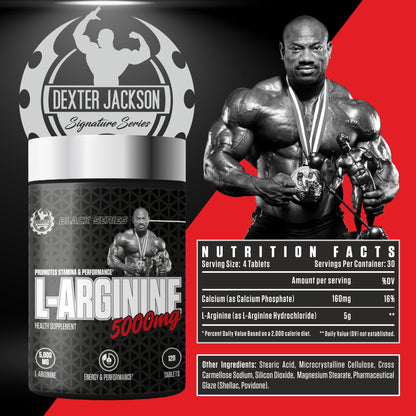 Dexter Jackson Signature Series Black Series L-Arginine - 5000Mg | Health Supplement | 30 Servings, 120 Tablets