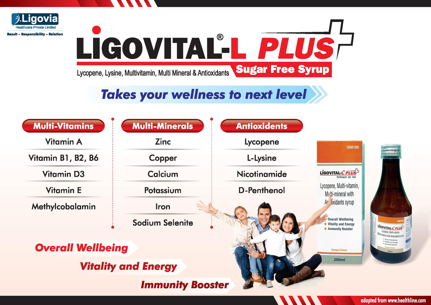 Ligovital L Plus-Lycopane,Multi-vitamin,Multi-Mineral With Antioxidants Syrup (Pack Of 2)