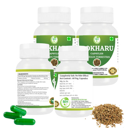 MORSAN HEALTHCARE | Gokharu Capsules 500mg – 60 Count | 1 Pack | Vegetarian | Plant-Based | Herbal Supplement | No Artificial Additives | Gluten Free | Organic | Tribulus terrestris |