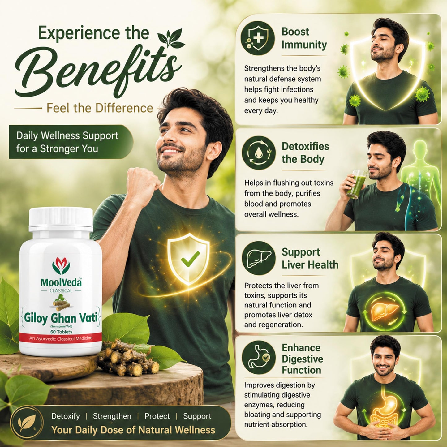 Moolveda 100% Pure and Natural Giloy Ghan Vati Tablet For Immunity Boosting, Use for Enhances Strength & Stamina, Detoxifies the Body (Pack Of 2)