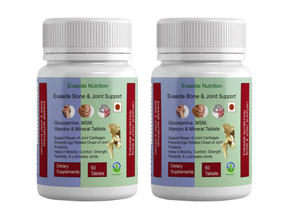EVAAIDE Joint Support Supplement, with Glucosamine, MSM, Vitamin & Minerals, For Joint Strength, Mobility, and Flexibility, 60 Tablets