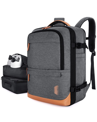 BAGSMART Travel Laptop Backpack, 40L Expandable Airline Approved Carry On Backpack with Packing Cubes, Grey, 47cm*31cm*15.5cm, Travel Backpack Carry on Flight Approved