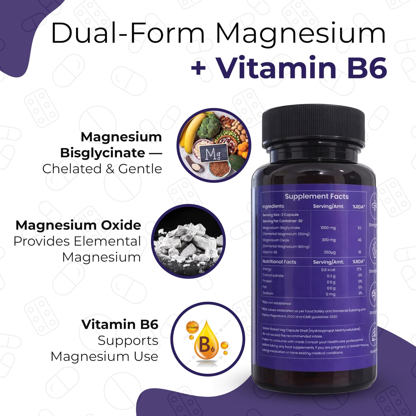 DofaLife Magnesium Glycinate Capsules 1000mg | Highly Absorbable Chelated Magnesium | Supports Muscle Recovery, Sleep, Bones & Nerve Health | 60 Veg Capsules