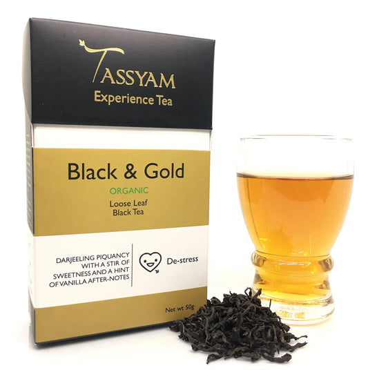 Tassyam Black & Gold Tea, 50 Grams - Luxury Box - Golden Tipped Black Tea