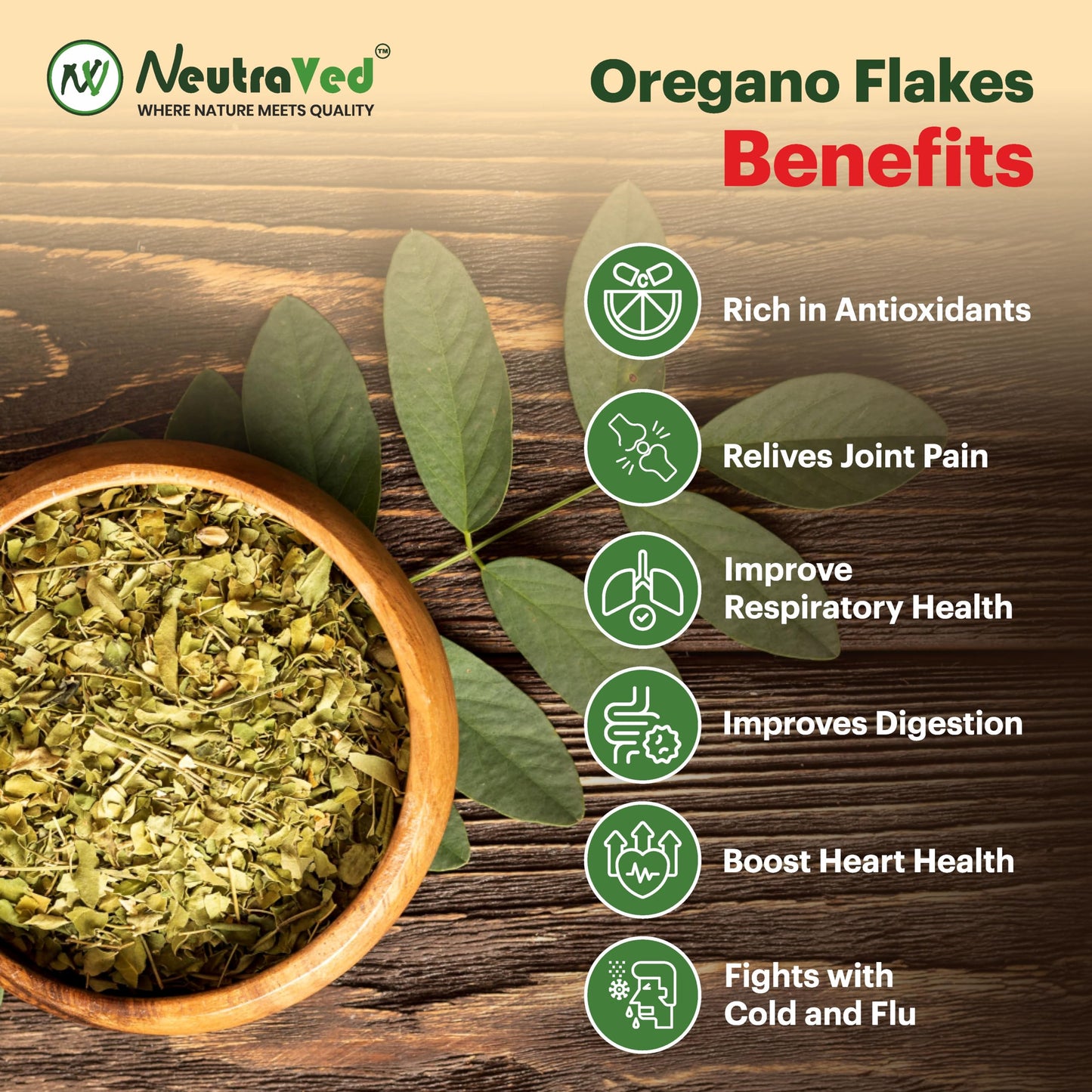 NeutraVed Oregano Leaves | Pure leaves for Home Made Seasoning | Flakes/Dry Oregano Leaves For Seasonings, Pizza, Pasta 200g