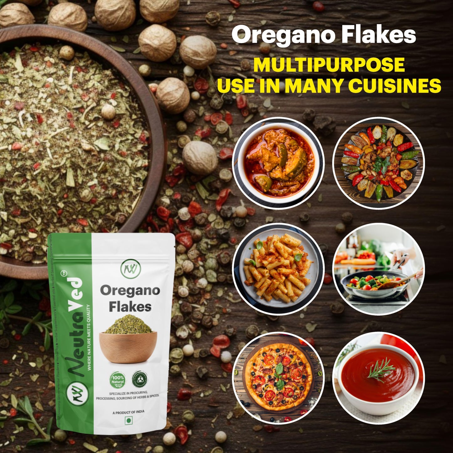 NeutraVed Oregano Leaves | Pure leaves for Home Made Seasoning | Flakes/Dry Oregano Leaves For Seasonings, Pizza, Pasta 200g