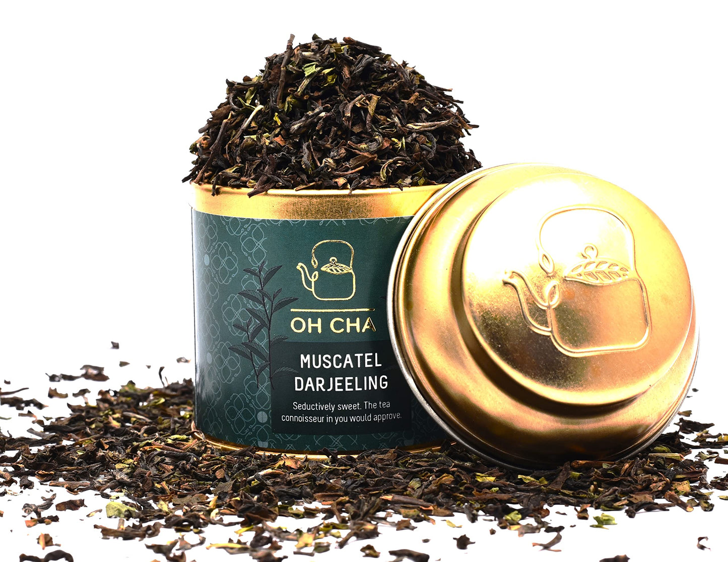 OH CHA - Muscatel Darjeeling Tea|Premium Single Estate 100% Whole Leaf Black Tea|Seductively Sweet Muscatel Flavor|Pure Unblended Darjeeling Long Leaf Tea|35Gram Tin Caddy - Loose Leaves