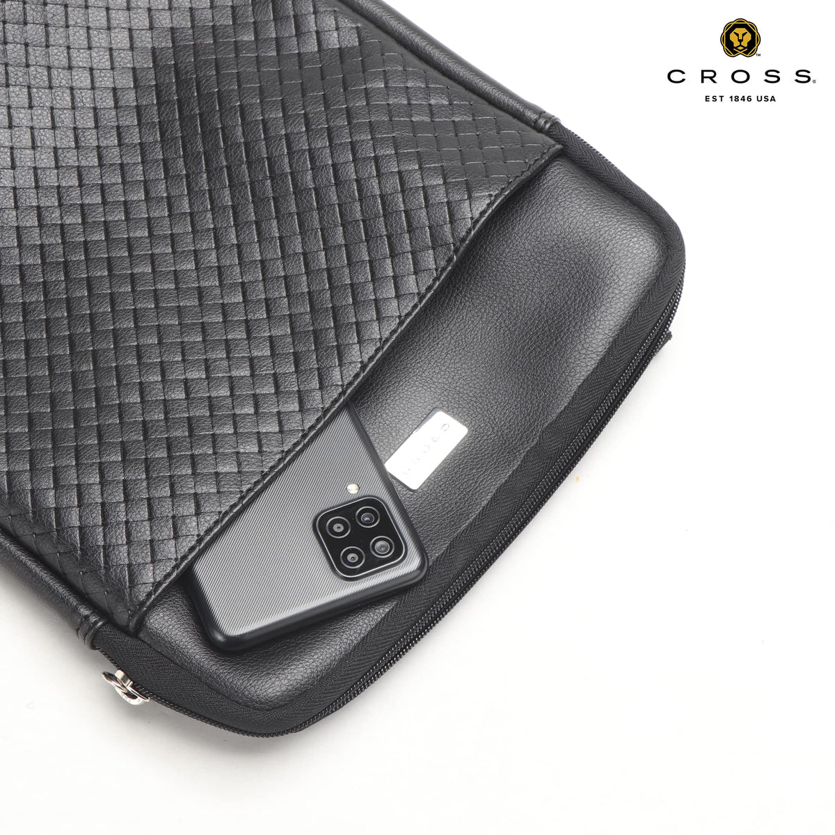 Cross Sling Crossbody Bag One Side Travel Messenger Multipurpose Genuine Leather Tablet Bag for Men & Women Office Business Outdoor Daily use with Adjustable Shoulder Strap - Black