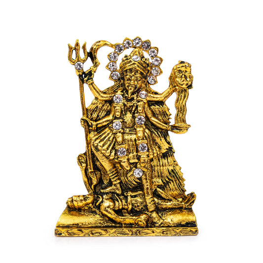 Goddess Kali MATA Idol Maa Kali Murti (B-164) Antique Gold Metal Statue for Home