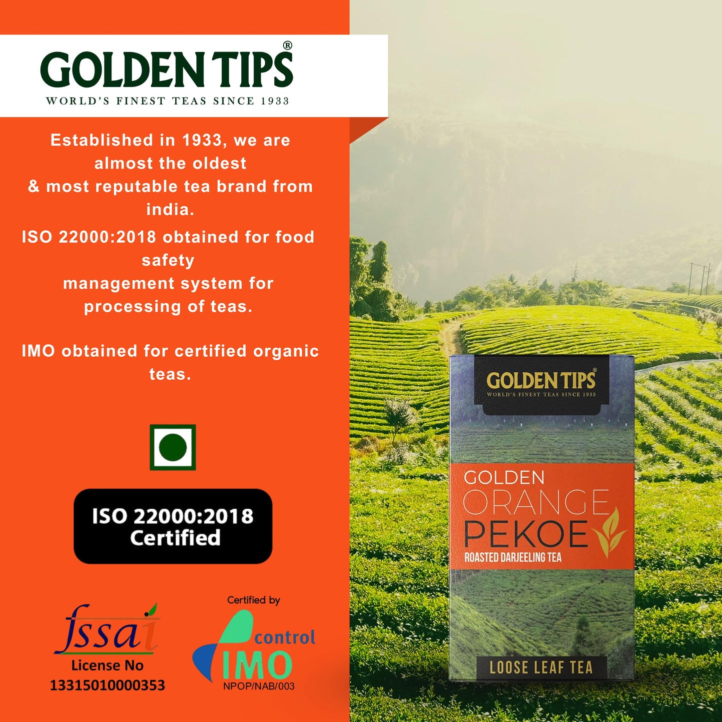 Golden Tips Darjeeling Orange Pekoe Loose-Leaf Black Tea, Premium Himalayan Single-Origin Tea, Handpicked & Expertly Processed for Rich Aroma & Flavor,Fresh & Authentic, (100 gram- 50 Cups)