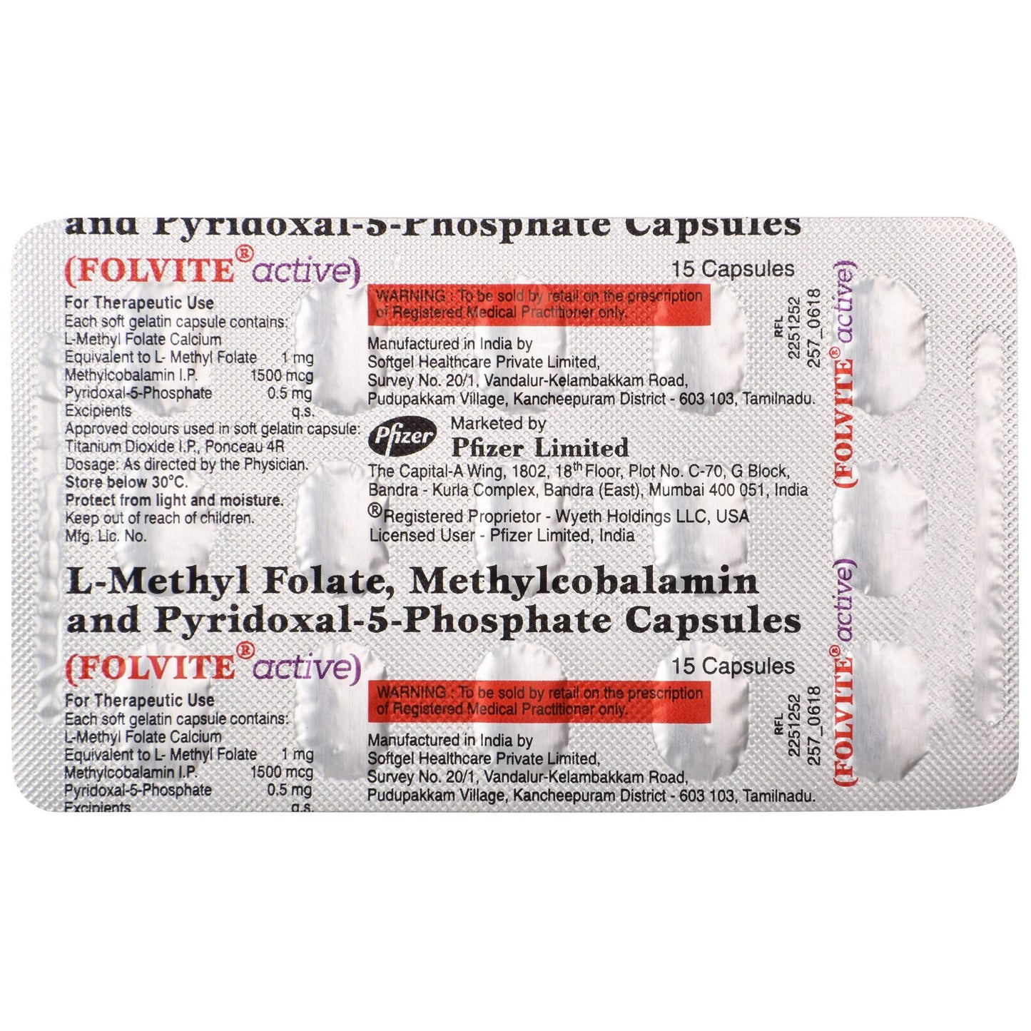Folvite Active - Strip of 15 Capsules