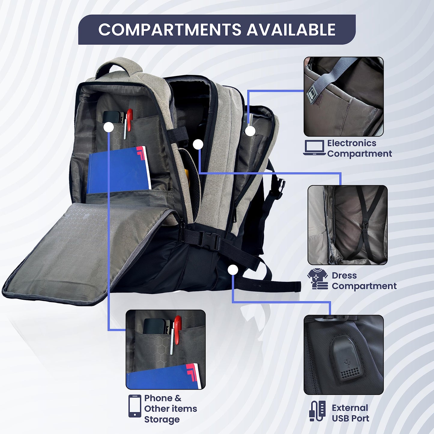 HOEXL 42L Expandable Laptop Backpack- Premium Laptop Backpacks for Men,- image 6